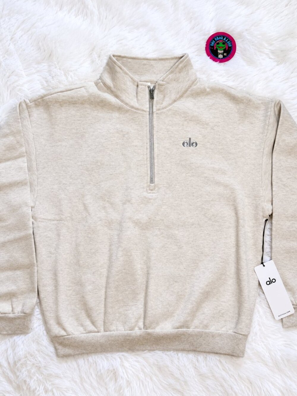 Alo Yoga Accolade 1/4 Zip Pullover Oatmeal Heather NWT M - Picture 2 of 9